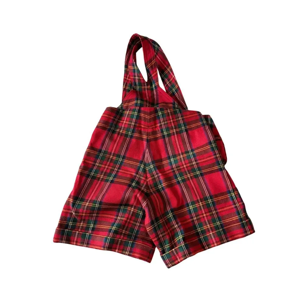 Ralph Lauren Plaid Suspender Bib Front Shorts Toddler Boy's Size 18-24 months